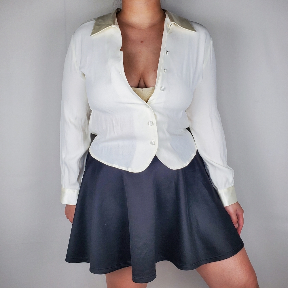 Vintage Notations Off White Side Button Blouse - image 5